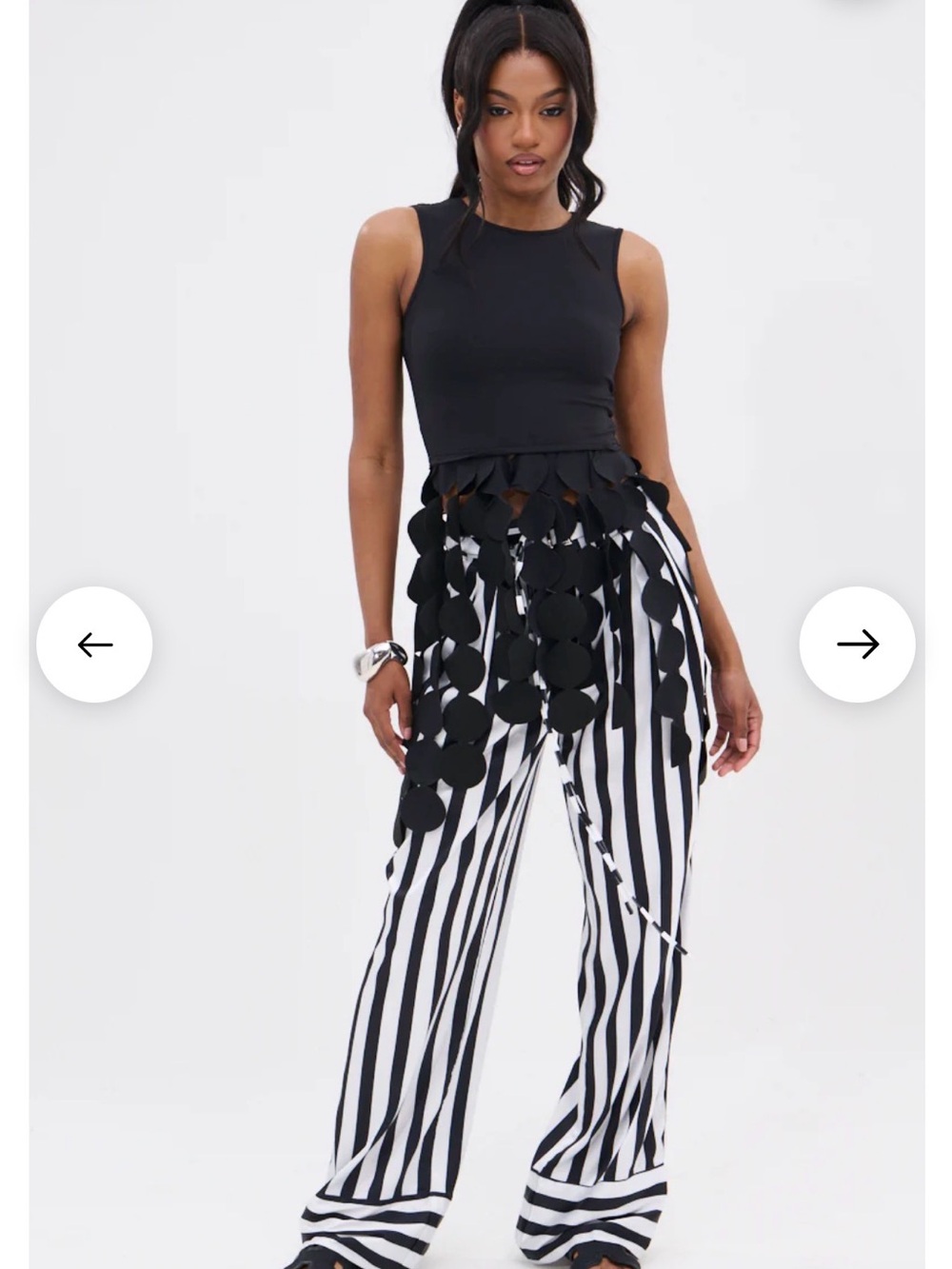 AKIRA Black and White Vertical Stripe Wide Leg Pants - Picture 4 of 4